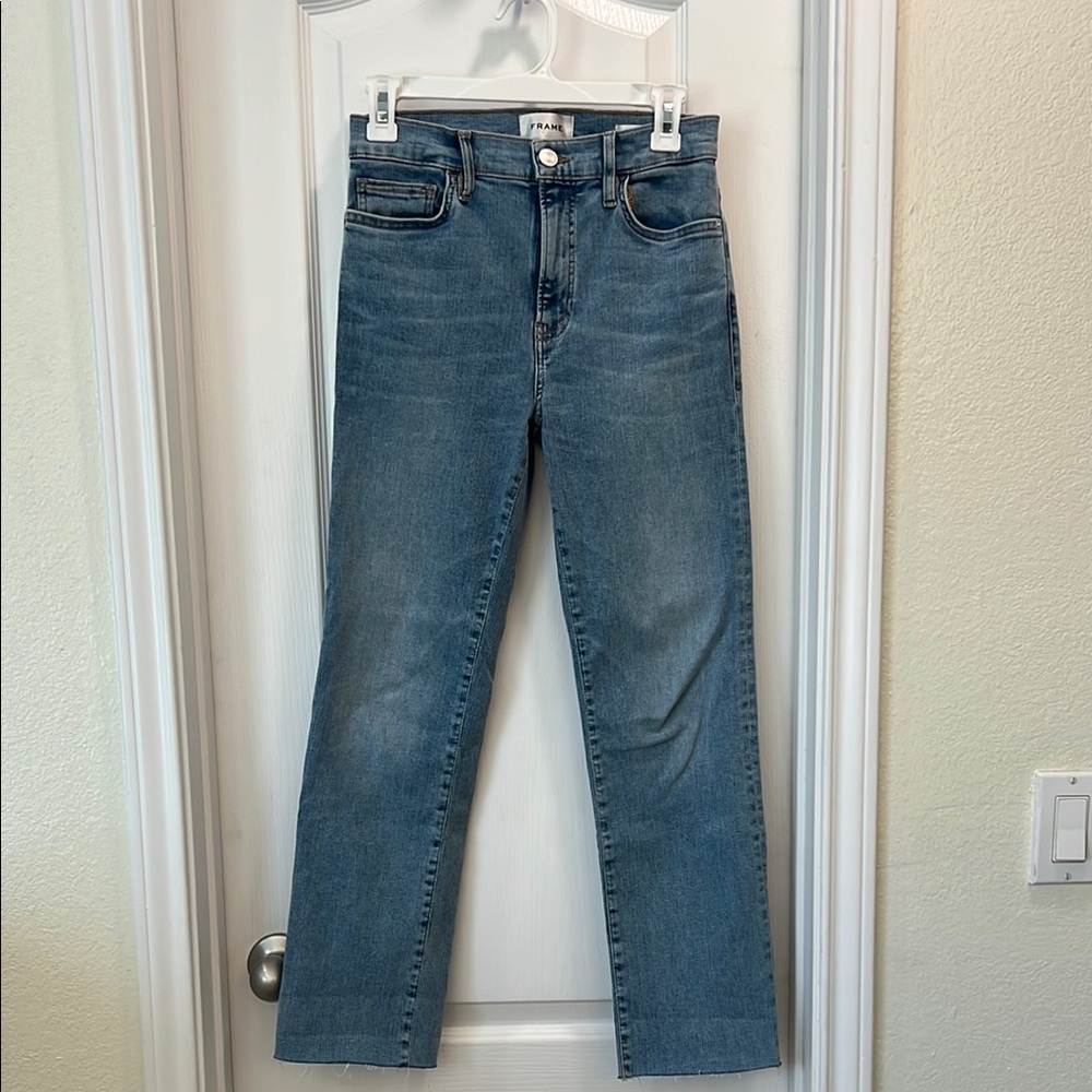 Frame Denim Blue Straight Leg Jeans Medium Wash